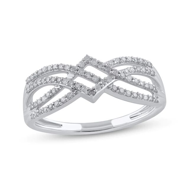 Diamond Multi-Row Crossover Ring 1/4 ct tw Round-cut 10K White Gold