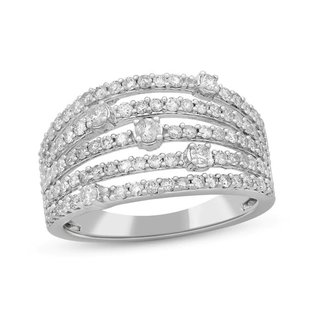 Diamond Five-Row Ring 1 ct tw 10K White Gold