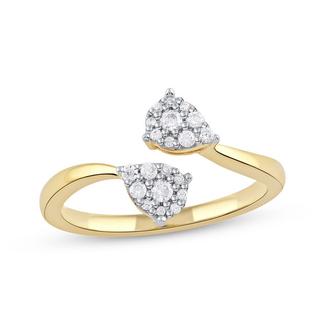 Toi et Moi Diamond Pear-Shaped Bypass Promise Ring 1/5 ct tw 10K Yellow Gold