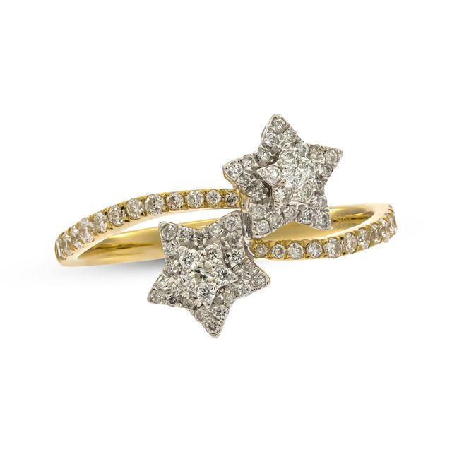 Round-Cut Diamond Stars Bypass Ring 1/3 ct tw 10K Yellow Gold