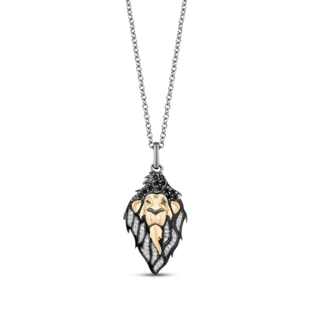 Sterling Silver Kay Jewelers Lion Pendant Black White Diamond, Lab