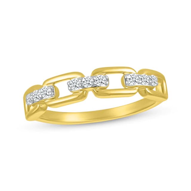 Round-Cut Diamond Paperclip Links Ring 1/6 ct tw 10K Yellow Gold