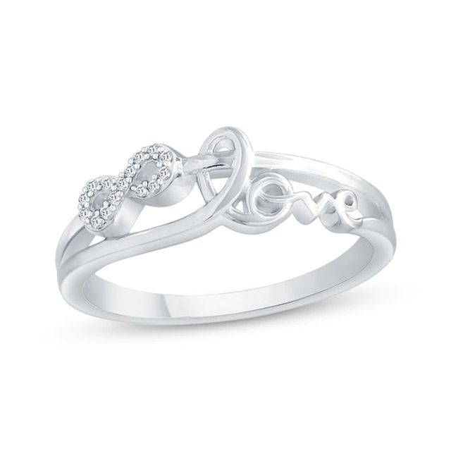 Diamond Accent Infinity Love Promise Ring 10K White Gold