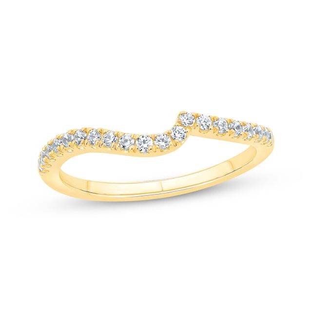 Round-Cut Diamond Curved & Notched Wedding Band 1/4 ct tw 14K Yellow Gold