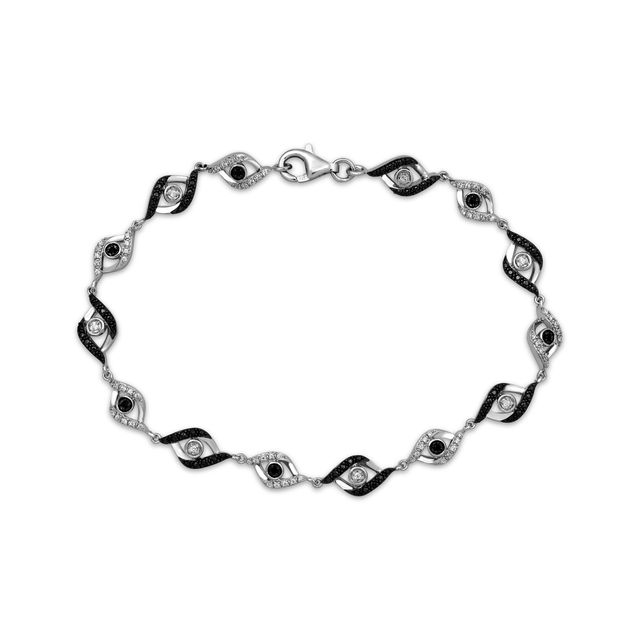 Kay Black & White Diamond Twist Link Bracelet 1/5 ct tw Sterling Silver 7.25”