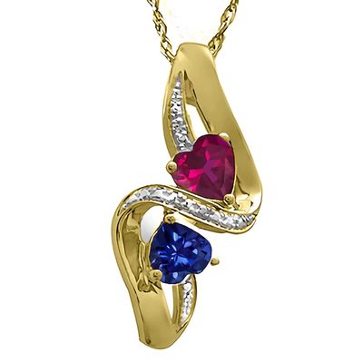 Heart Birthstone Couple's Necklace (2 Stones)