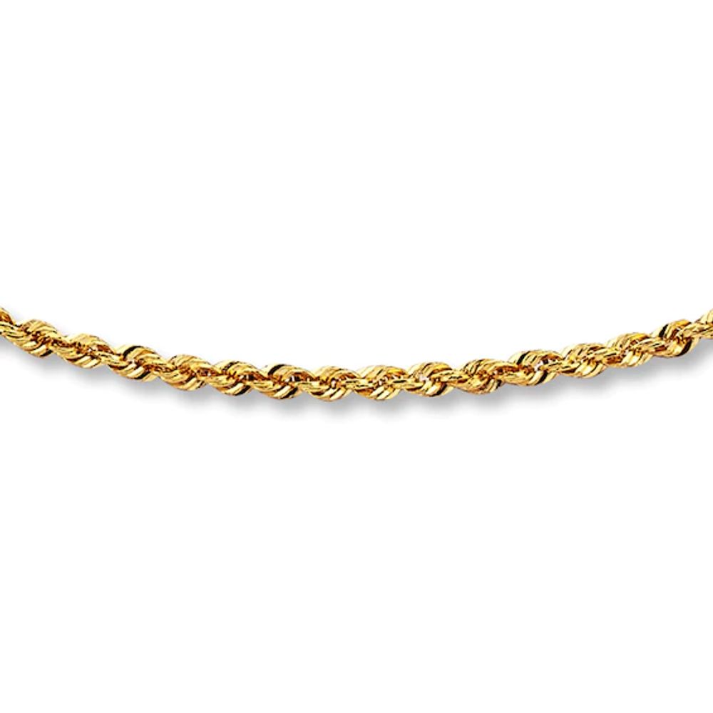 Solid Rope Chain Necklace 10K Yellow Gold 20"