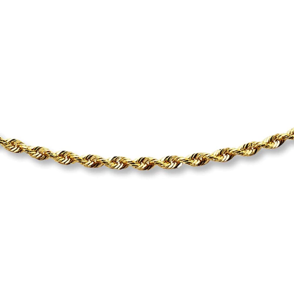 Solid Rope Chain Necklace 14K Yellow Gold 18"