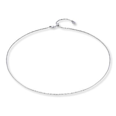 Adjustable Solid Chain Necklace 14K White Gold 20"