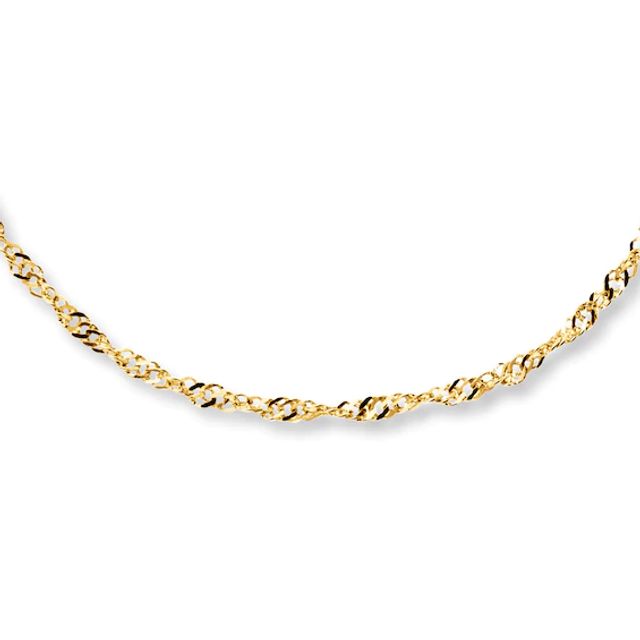 Solid Singapore Necklace 14K Yellow Gold 20"