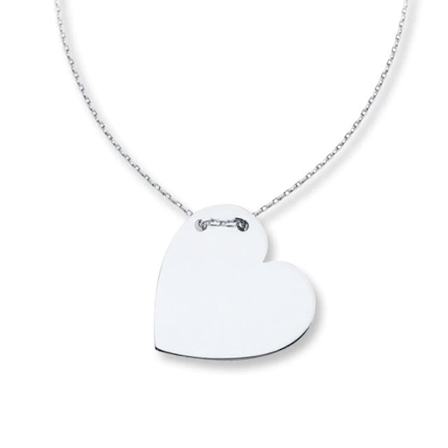 Heart Necklace 14K White Gold 18"
