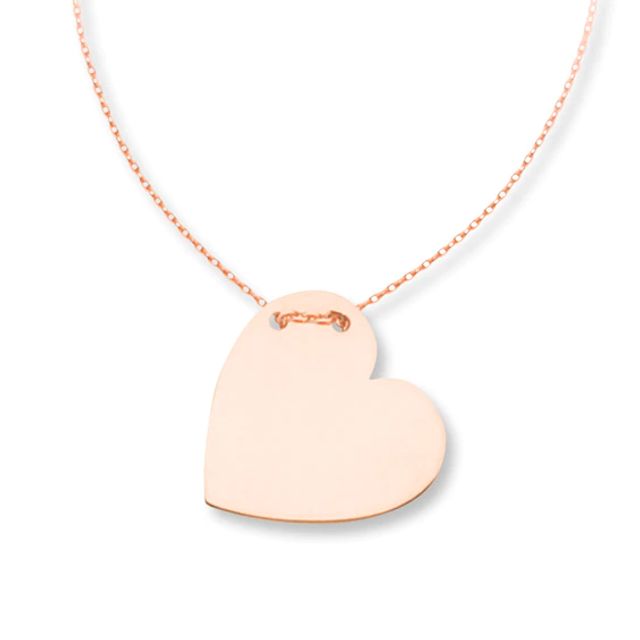 Heart Necklace 14K Rose Gold 18"