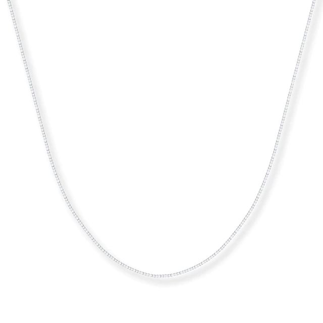 0.55mm Box Chain Necklace Solid 14K White Gold 24