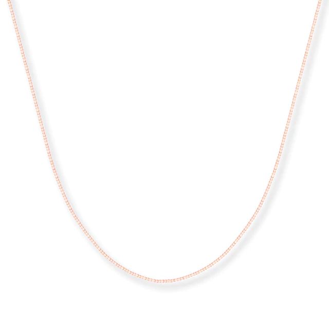 Solid Box Chain Necklace 14K Rose Gold 16"