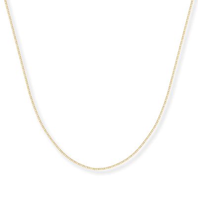 Solid Box Chain Necklace 14K Yellow Gold 24"