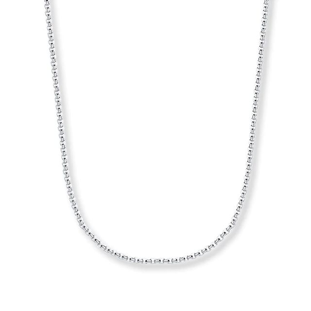 Box Chain Hollow 14K White Gold 30"
