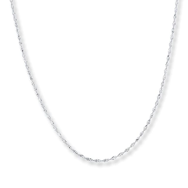 Solid Singapore Chain 14K White Gold 24"