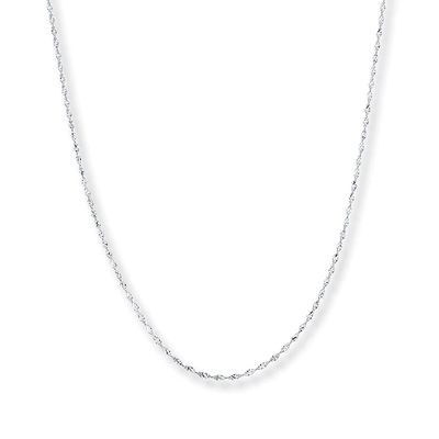 Solid Singapore Chain Necklace 14K White Gold 16"