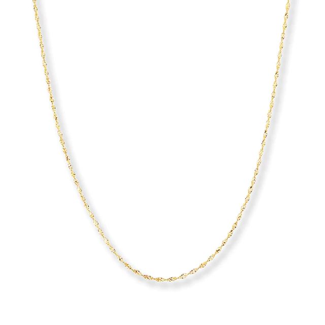 Solid Singapore Chain Necklace 14K Yellow Gold 20"