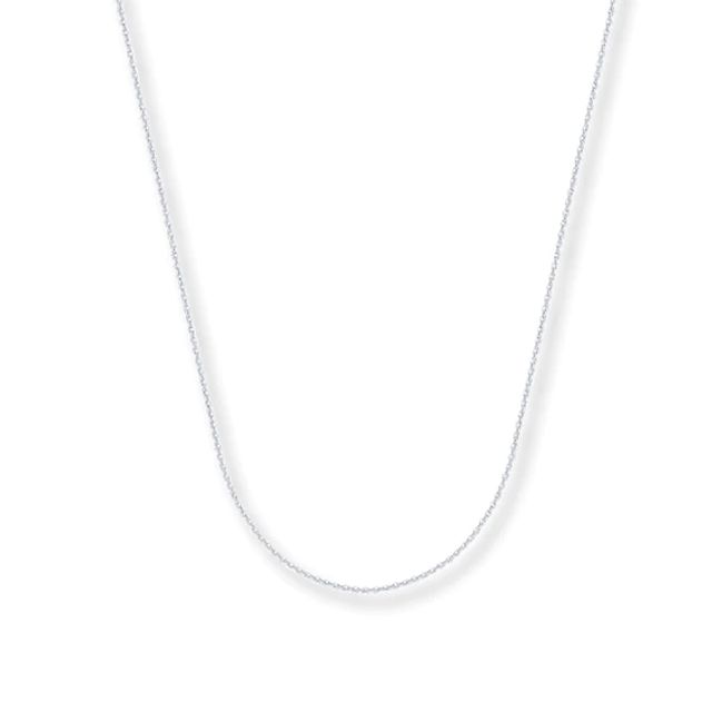 Solid Cable Chain Necklace 14K White Gold 18"