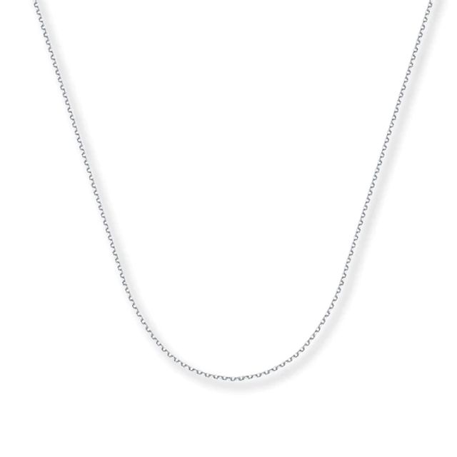 Solid Cable Chain Necklace 14K White Gold 16"