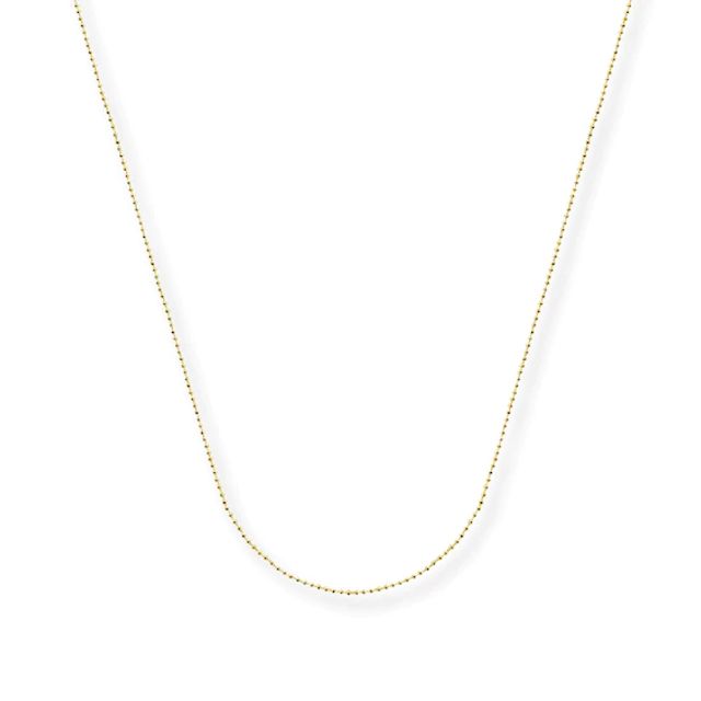 Solid Bead Chain Necklace 14K Yellow Gold 16"