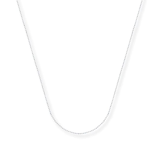 Solid Bead Chain Necklace 14K White Gold 20"