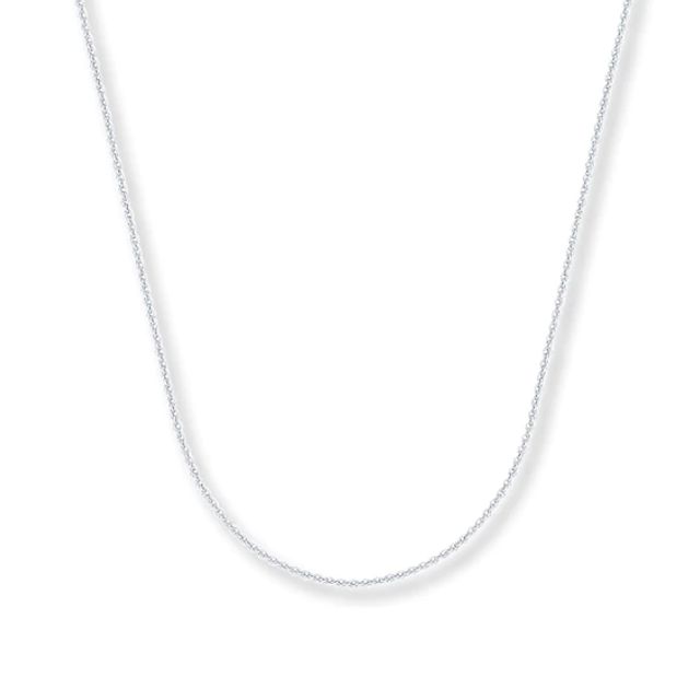Solid Cable Chain Necklace 14K White Gold 18
