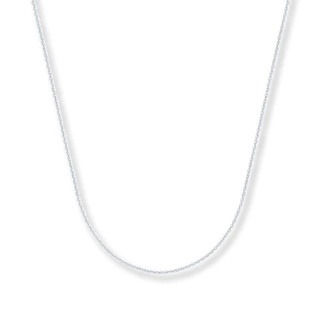 Solid Cable Chain Necklace 14K White Gold 24"