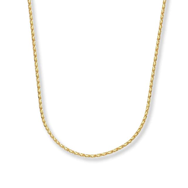 Solid Wheat Chain Necklace 14K Gold 18