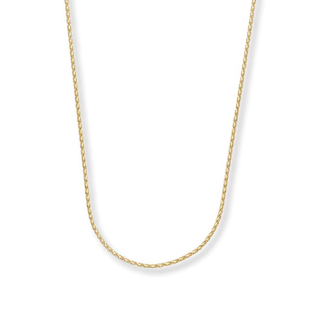 Solid Wheat Chain Necklace 14K Yellow Gold 16"