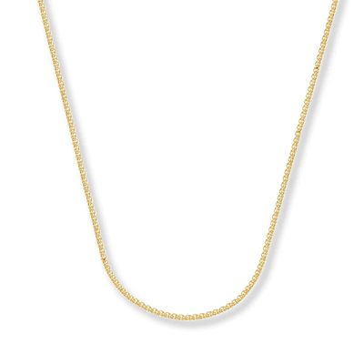 Solid Wheat Chain Necklace 14K Yellow Gold 18