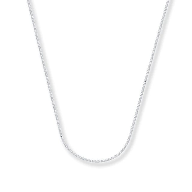 Solid Wheat Chain Necklace 14K White Gold 18"