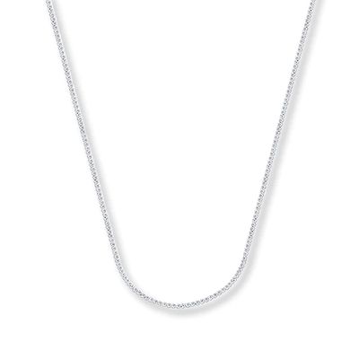 Solid Square Wheat Chain 14K White Gold Necklace 20"