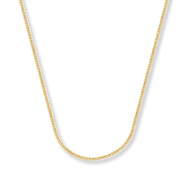 Solid Square Wheat Chain 14K Yellow Gold Necklace 20"