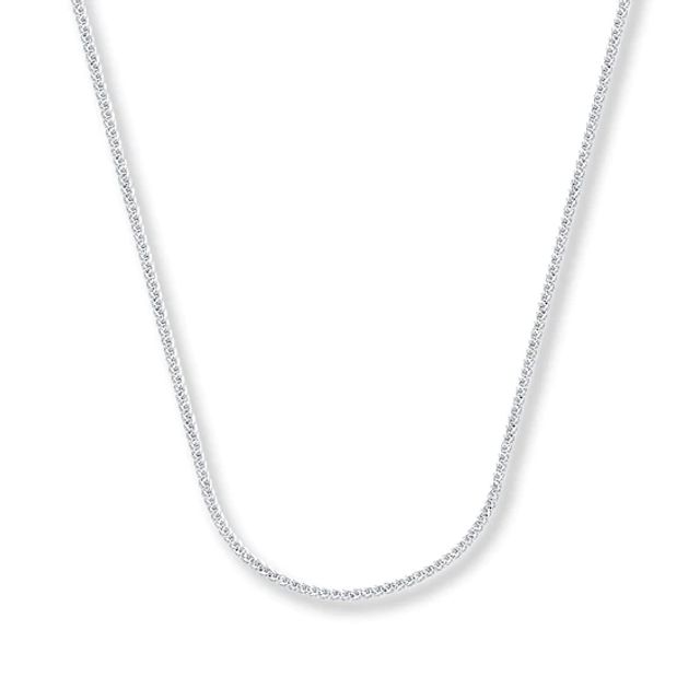 Square Wheat Chain Solid 14K White Gold Necklace 24"