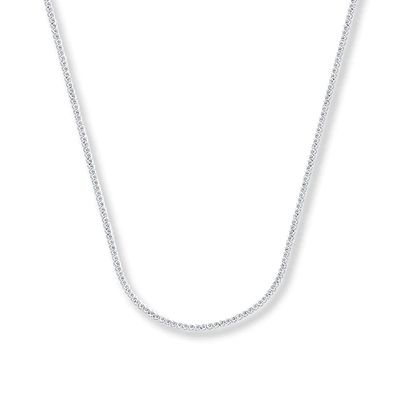 Solid Square Wheat Chain 14K White Gold Necklace 24"