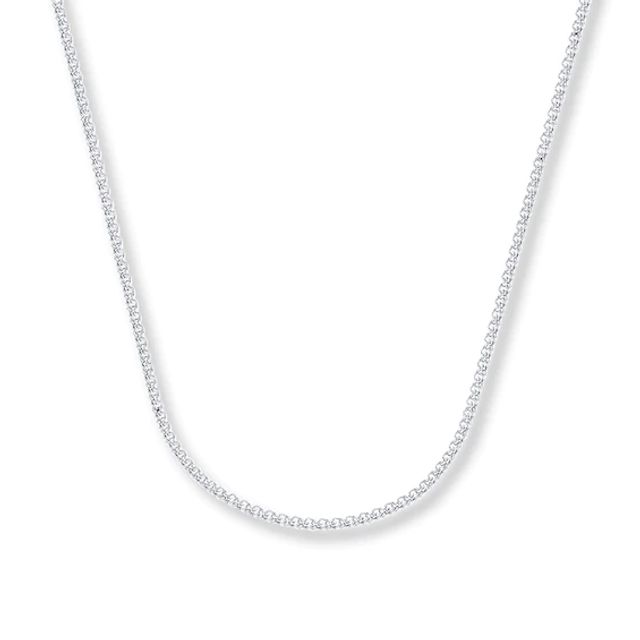 Solid Wheat Chain Necklace 14K White Gold 18"