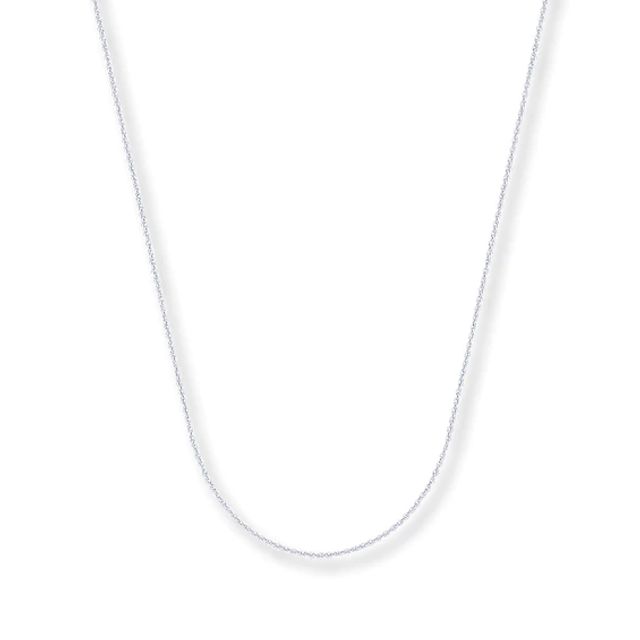 Cable Chain Necklace Solid 14K White Gold 24"