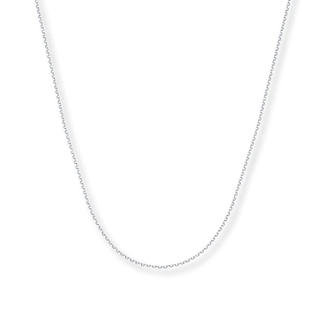 Solid Cable Chain Necklace 14K White Gold 18"