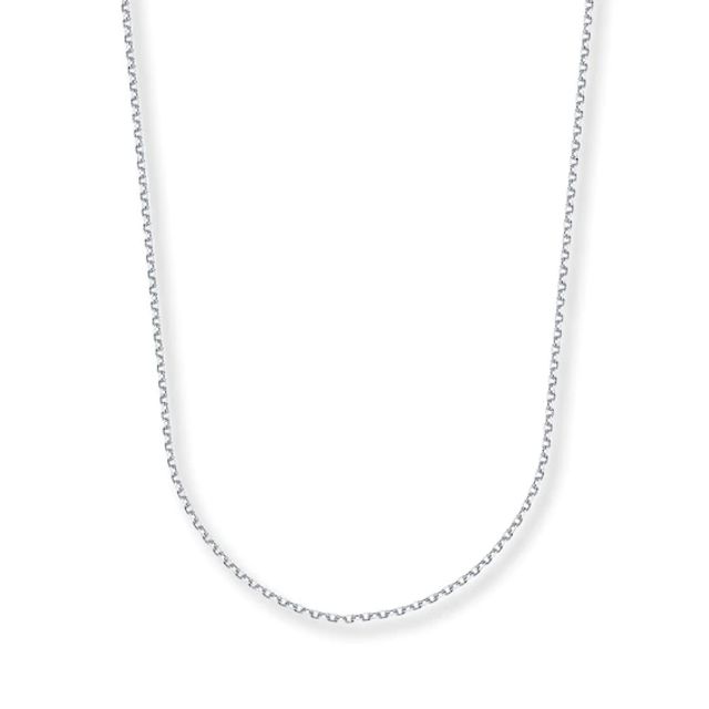 Cable Chain Necklace Solid 14K White Gold 30"
