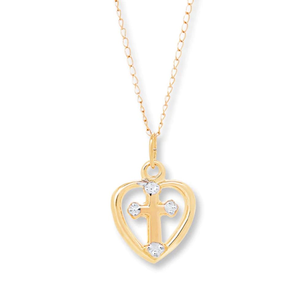 Kay Diamond Cross Necklace 1/8 ct tw Round-cut 10K White Gold 18