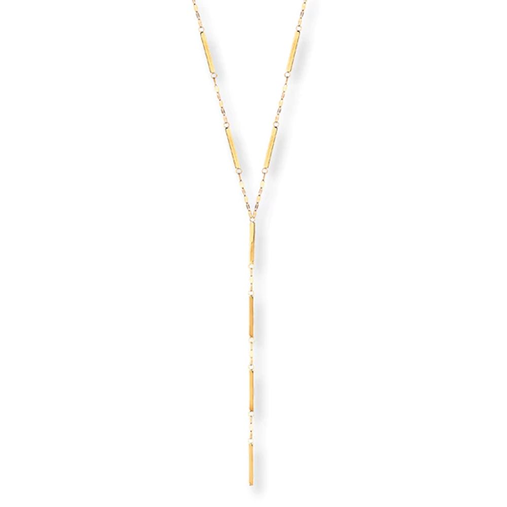 Bar Lariat Necklace 14K Yellow Gold 18"