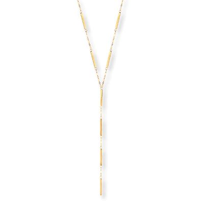 Bar Lariat Necklace 14K Yellow Gold 18"
