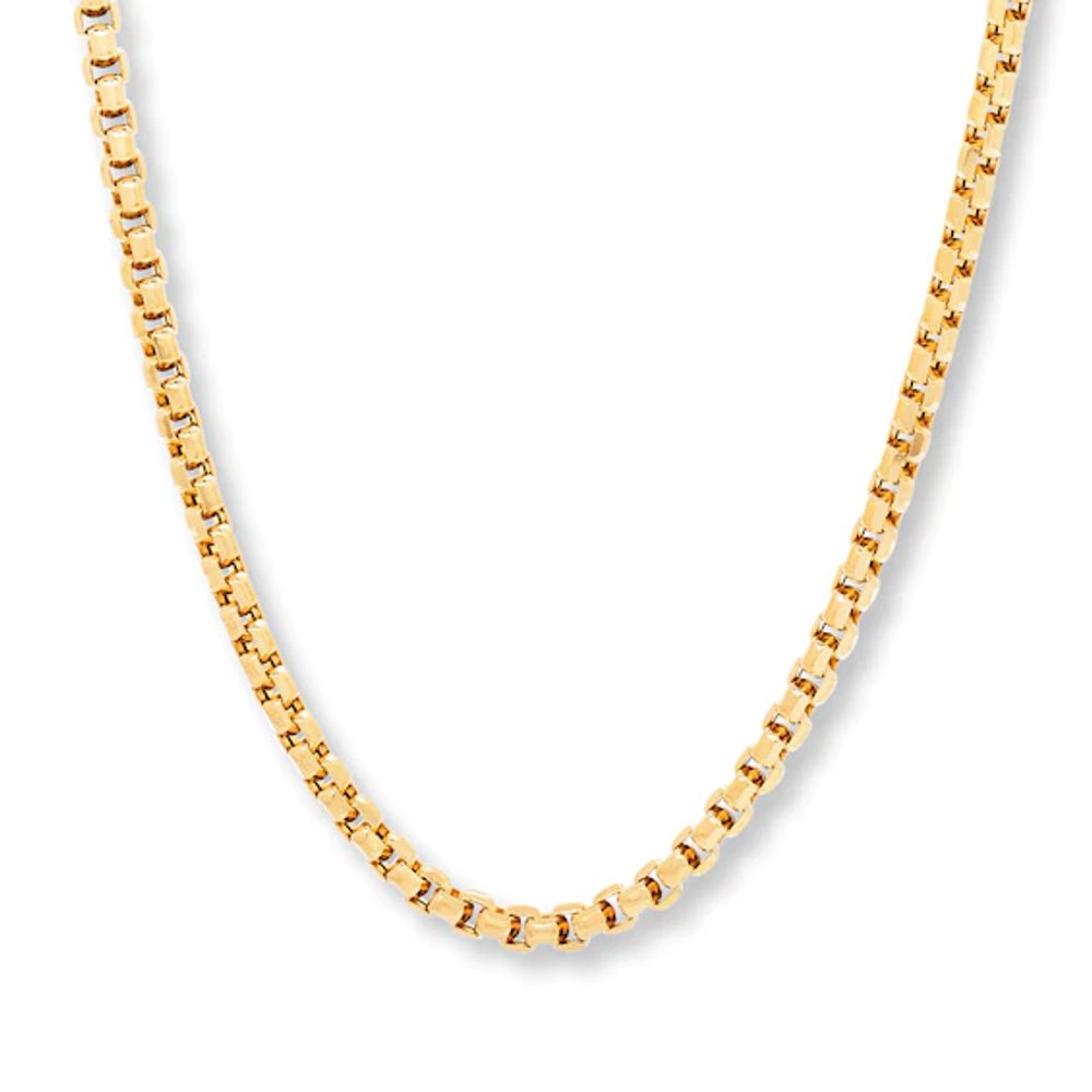 Hollow Box Chain Necklace 10K Yellow Gold 22"
