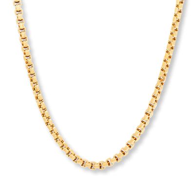Hollow Box Chain Necklace 10K Yellow Gold 22"