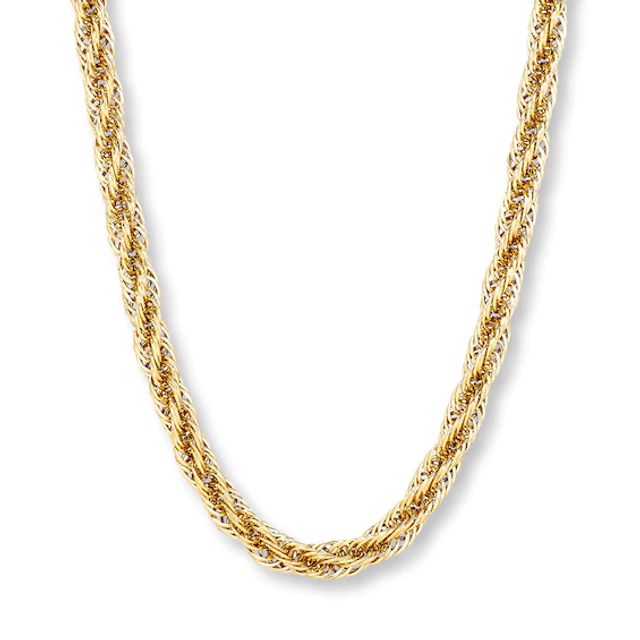 Twisted Hollow Link Chain Necklace 10K Yellow Gold 20"