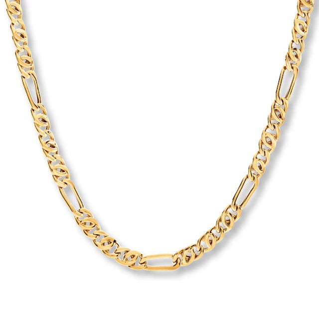 Hollow Figaro Chain Necklace 10K Yellow Gold 22"