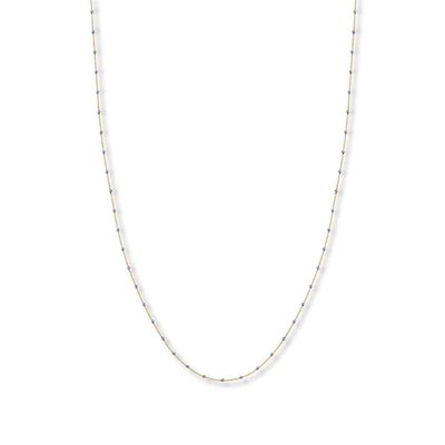 Solid Beaded Cable Chain Necklace 14K Two-Tone Gold 20"