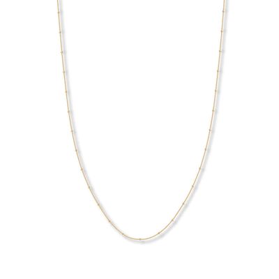 Solid Beaded Curb Chain Necklace 14K Yellow Gold 18"